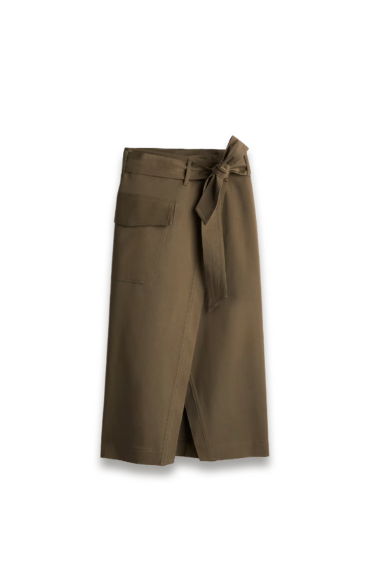 Tie-belt wrap skirt