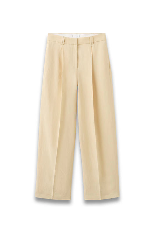 Straight Linen-blend Trousers