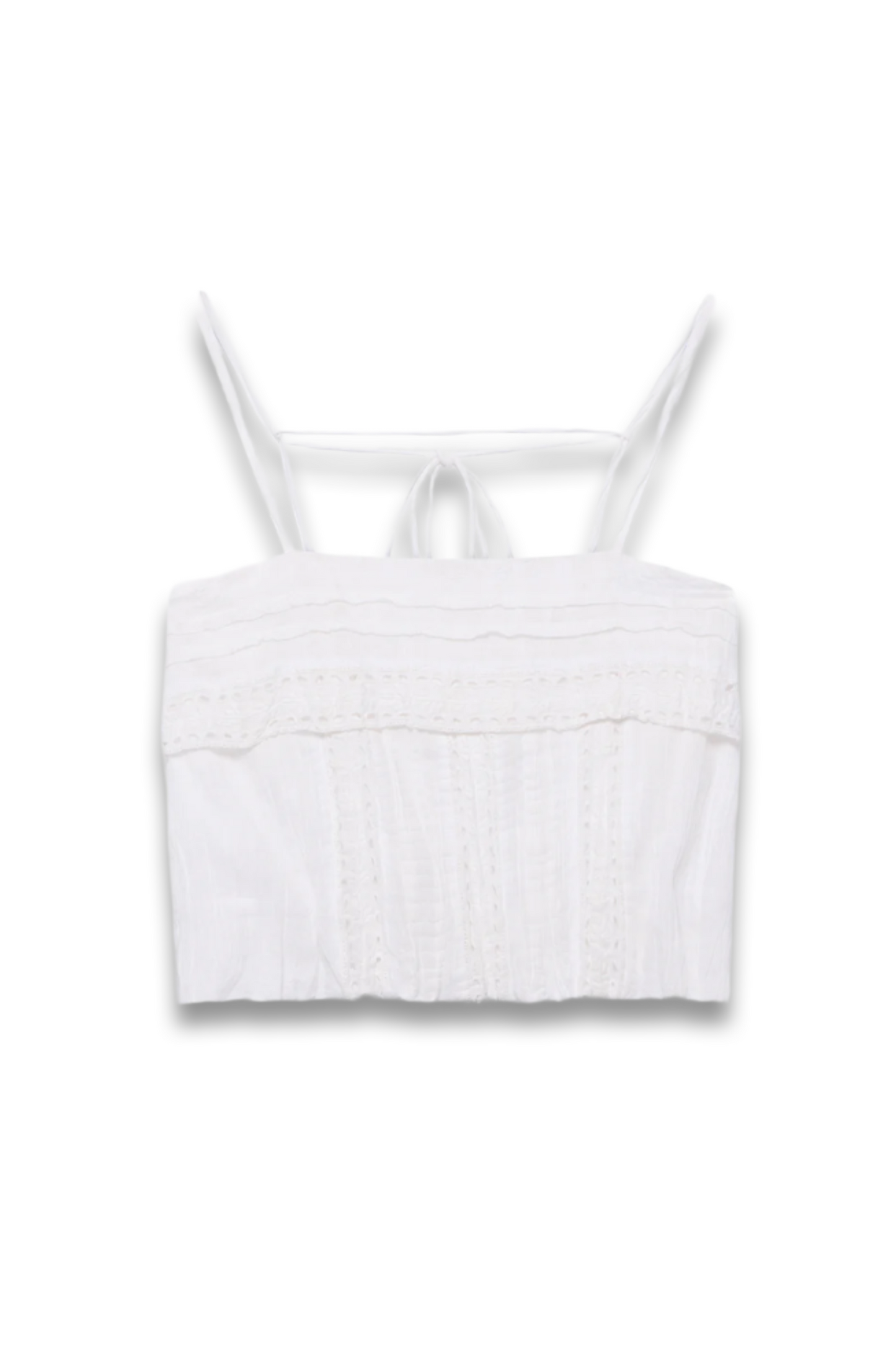 White Cotton Lace Trim Camisole Top