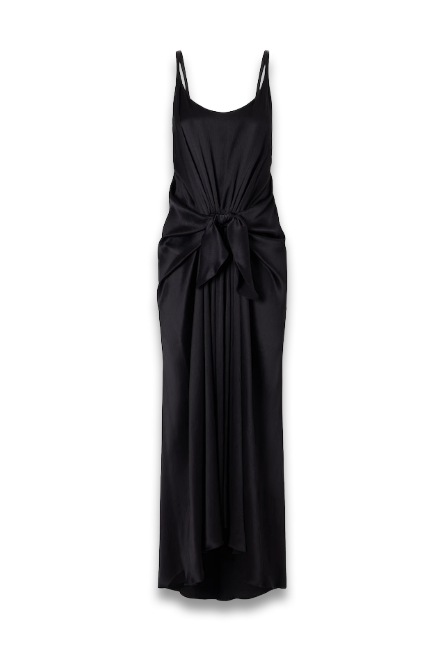 Tie-Detailed Crinkled-Silk Maxi Dress