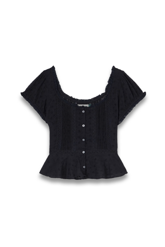 Sandi Cropped Broderie Anglaise Cotton Blouse