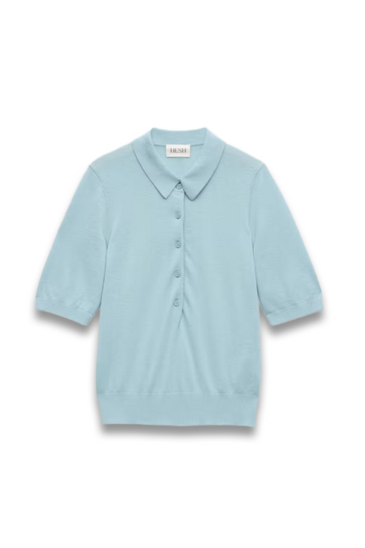 Fine-knit Short-sleeve Polo Top