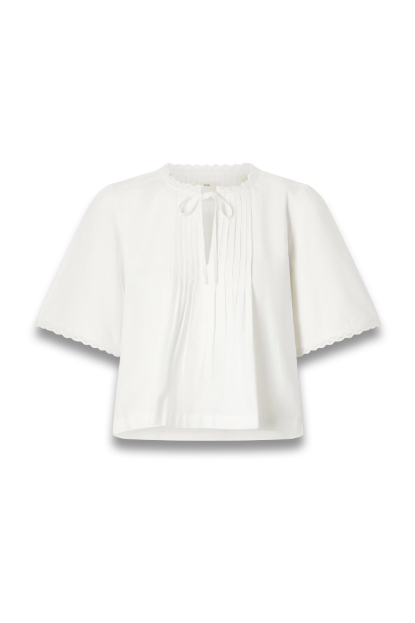 Freesia Pleated Lace-Trimmed Organic Cotton Shirt