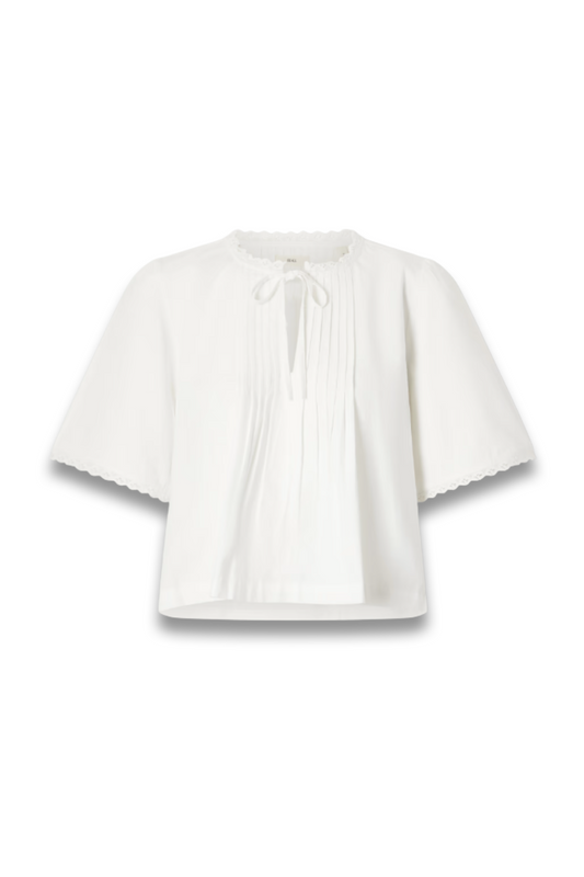Freesia Pleated Lace-Trimmed Organic Cotton Shirt