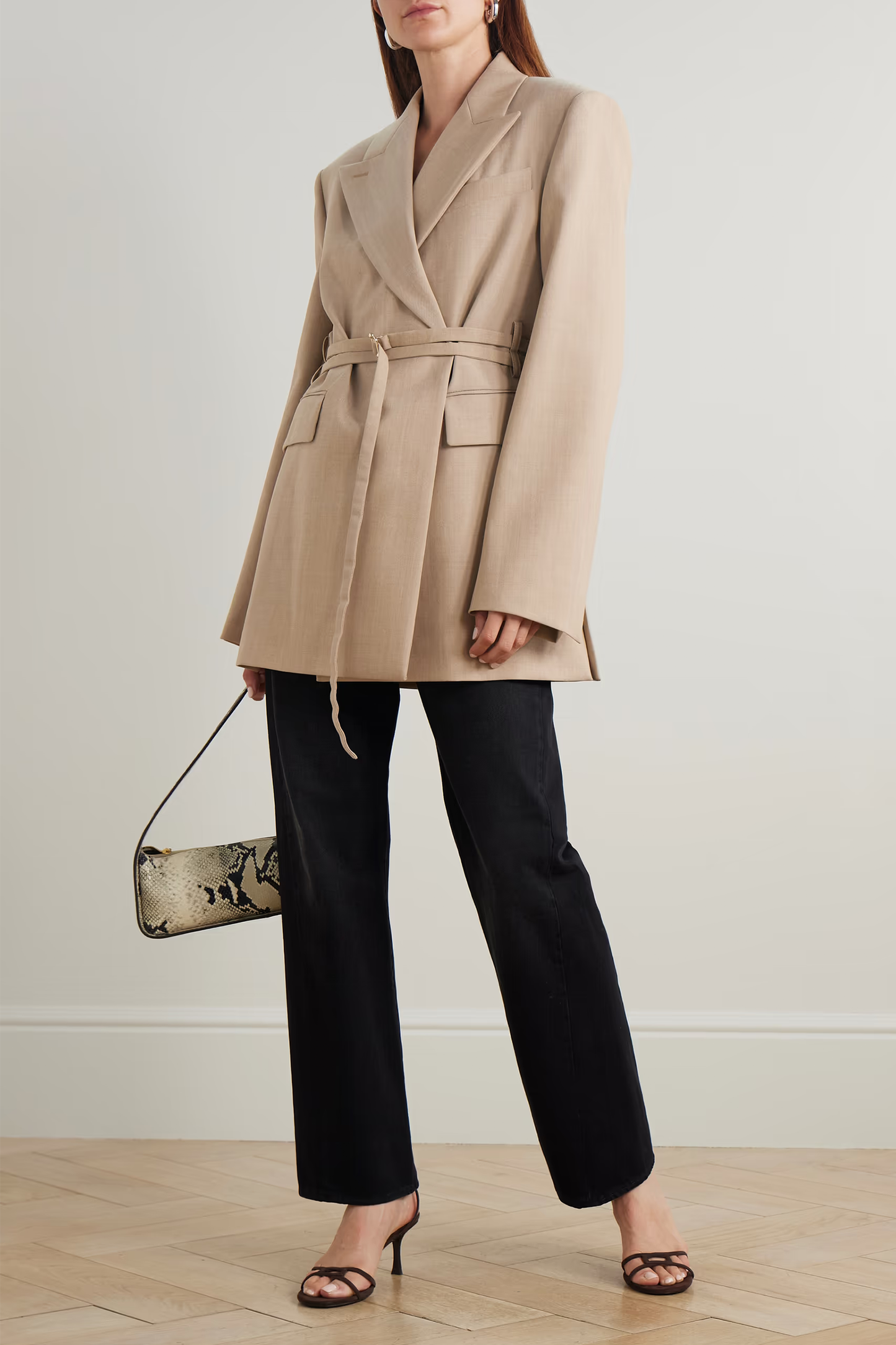 Tubinga Belted Grain De Poudre Wool Blazer