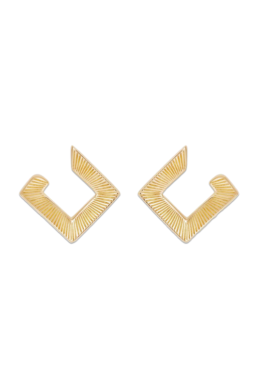 Tutamen Square Stud Earrings 18ct Yellow Gold