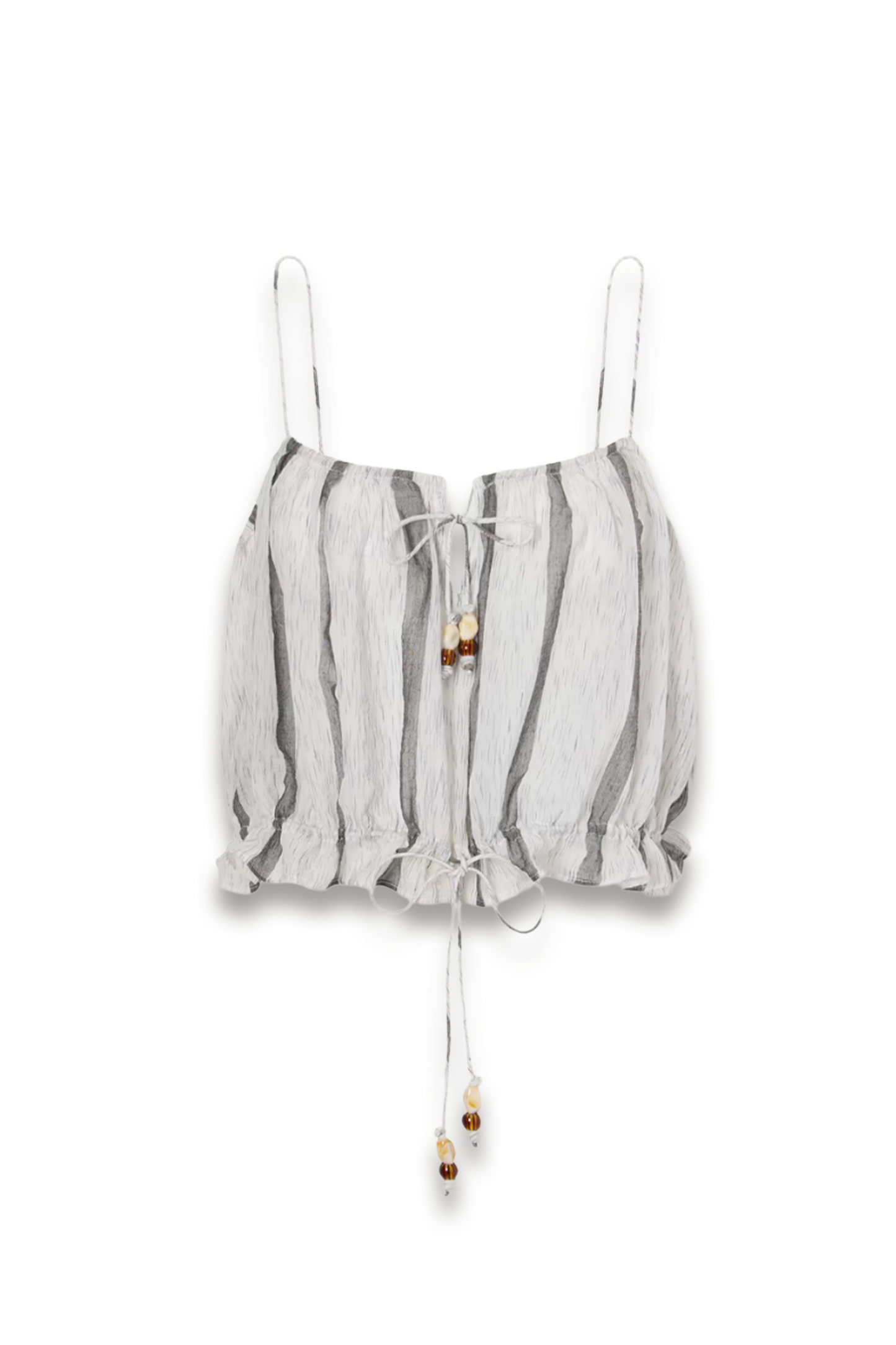 Cara Bead-embellished Striped Cotton Coverup
