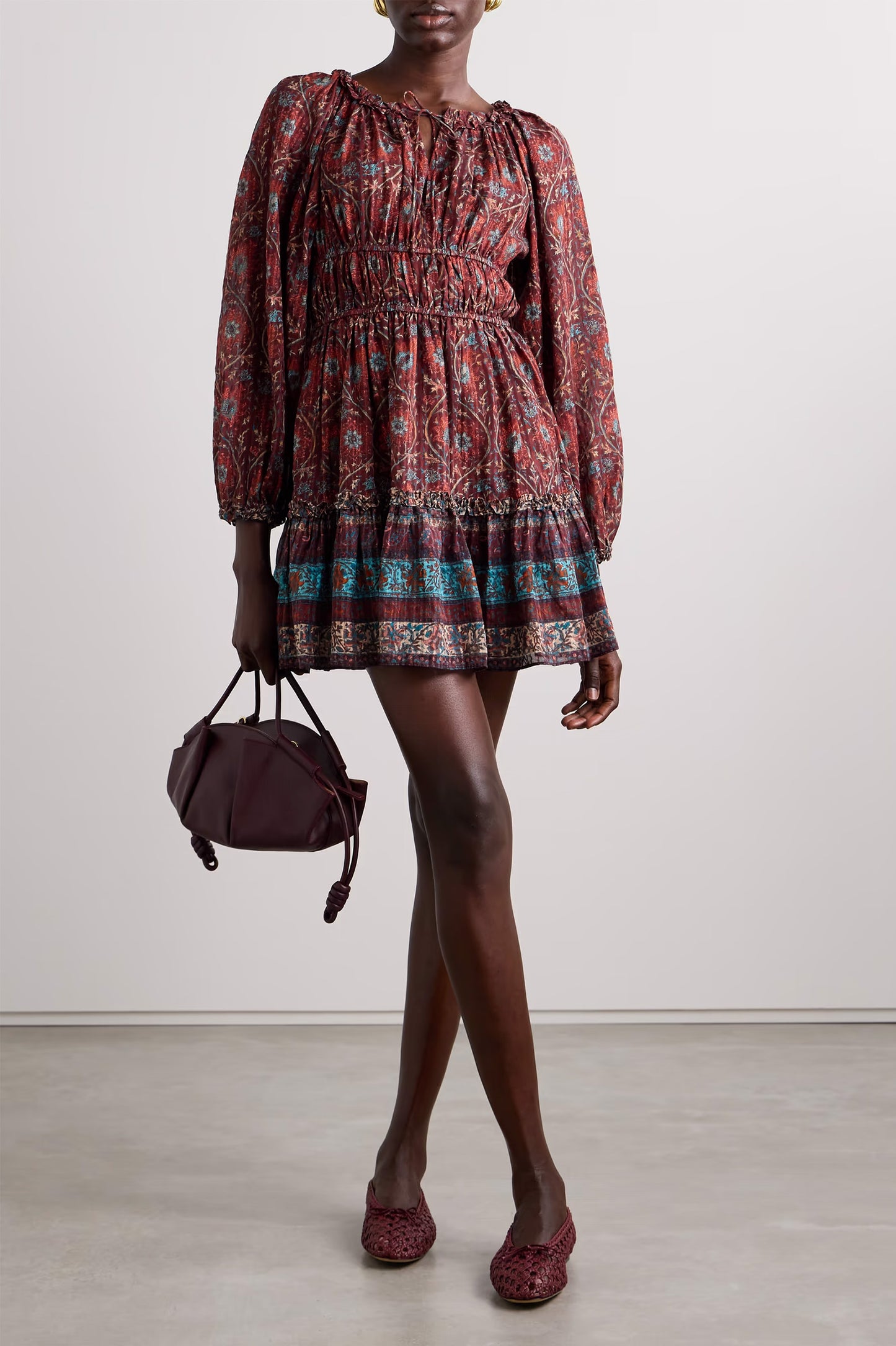Val Ruffled Floral-Print Cotton-Blend Voile Mini Dress