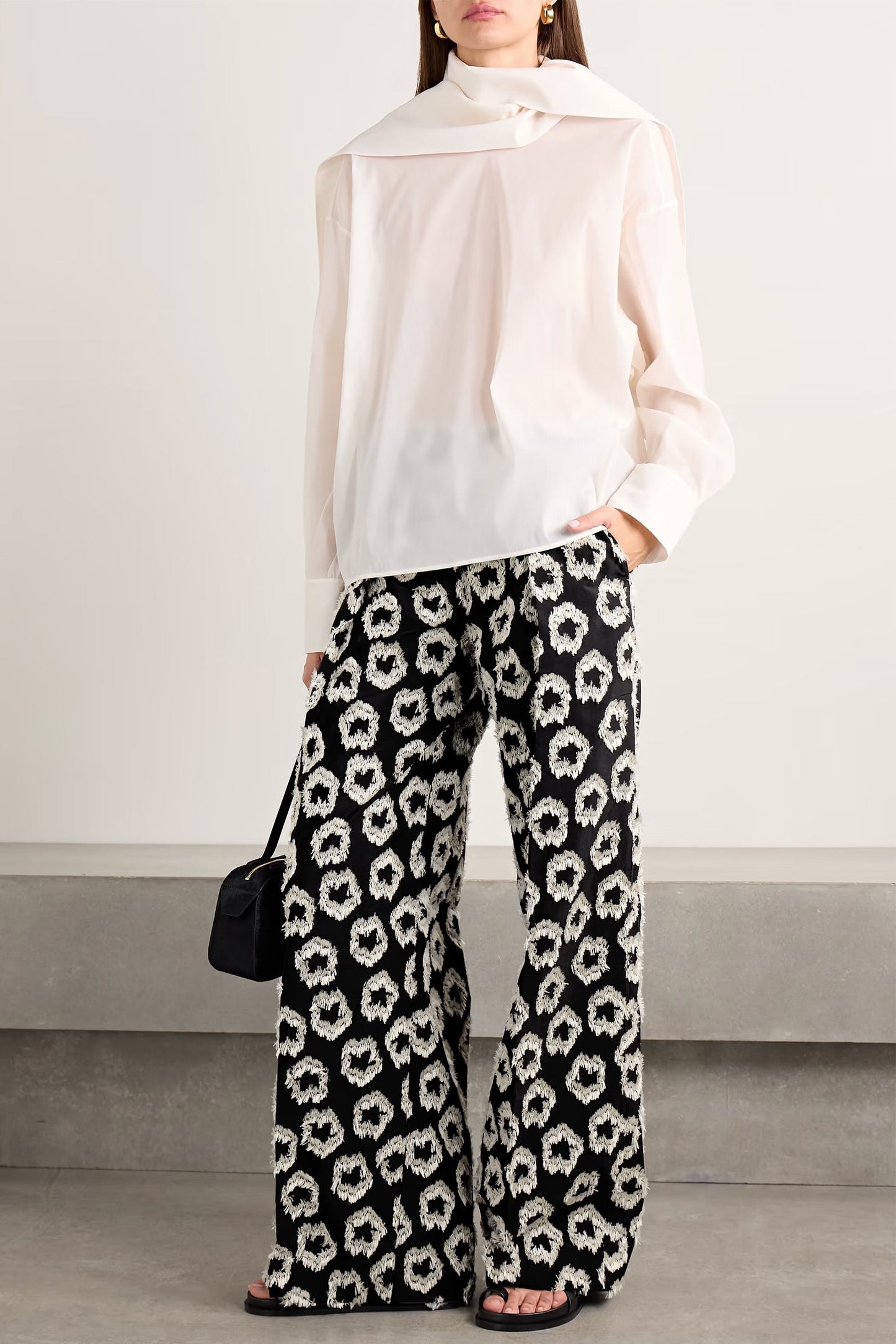 Cai Pleated Recycled Fil Coupé Faille Wide-Leg Pants