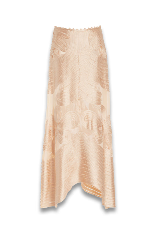 Kaelyn Ribbon-Embroidered Silk Maxi Skirt
