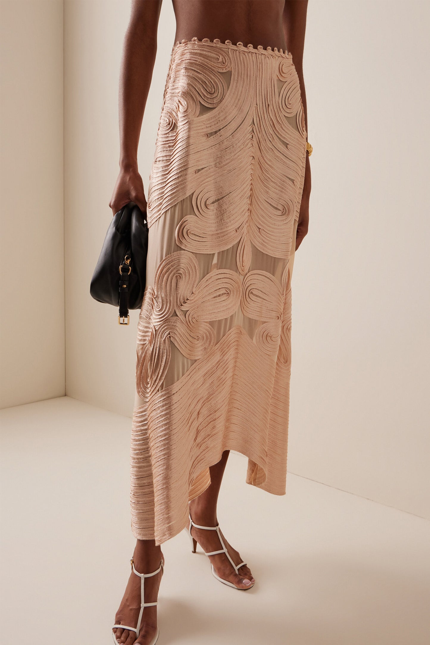 Kaelyn Ribbon-Embroidered Silk Maxi Skirt