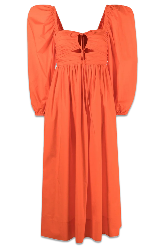 Alessa Ruched-bodice Cotton-poplin Midi Dress