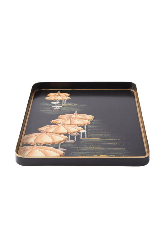Umbrella Hand-Painted Metal Tray