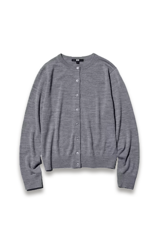 100% Merino Crew Neck Cardigan