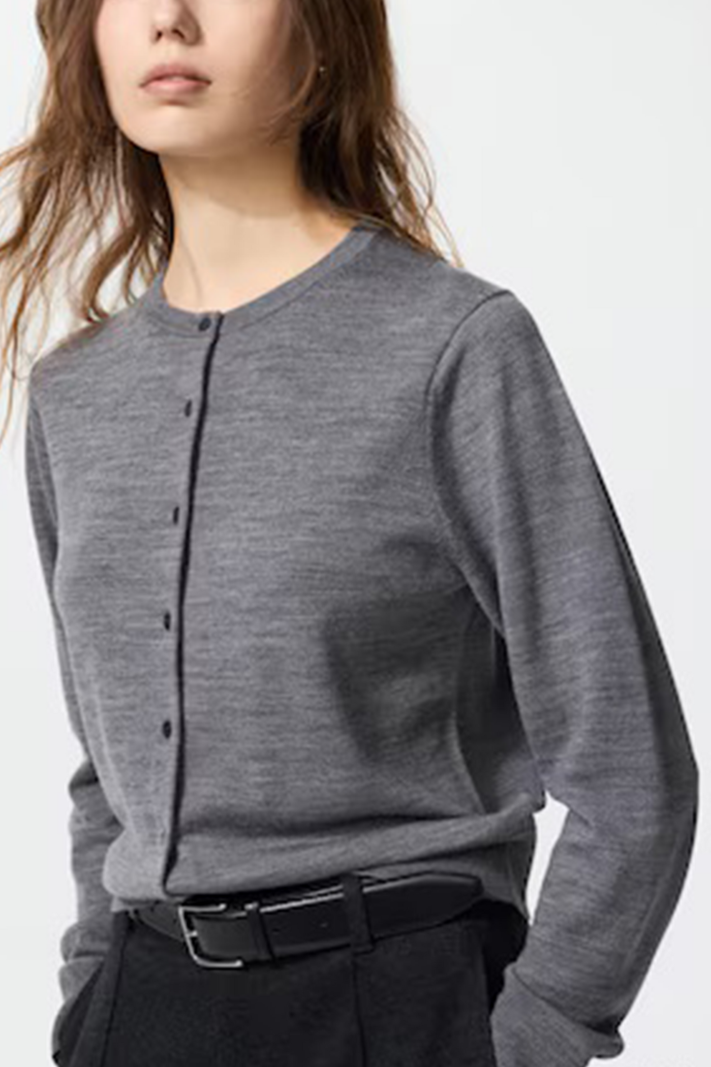 100% Merino Crew Neck Cardigan