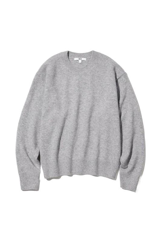 Premium Light Gray Lambswool Crew Neck Jumper