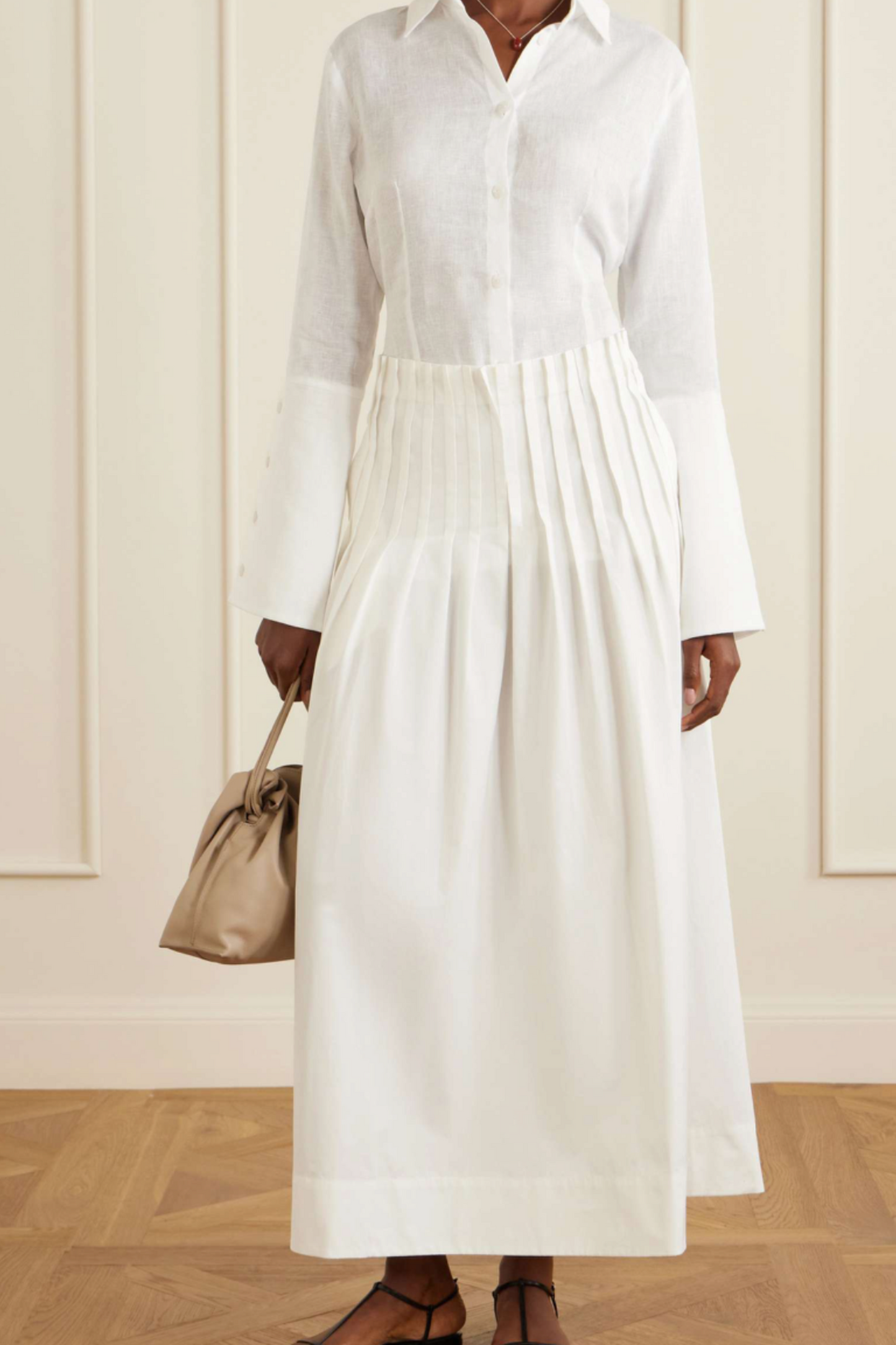 Pleated Cotton-poplin Maxi Skirt