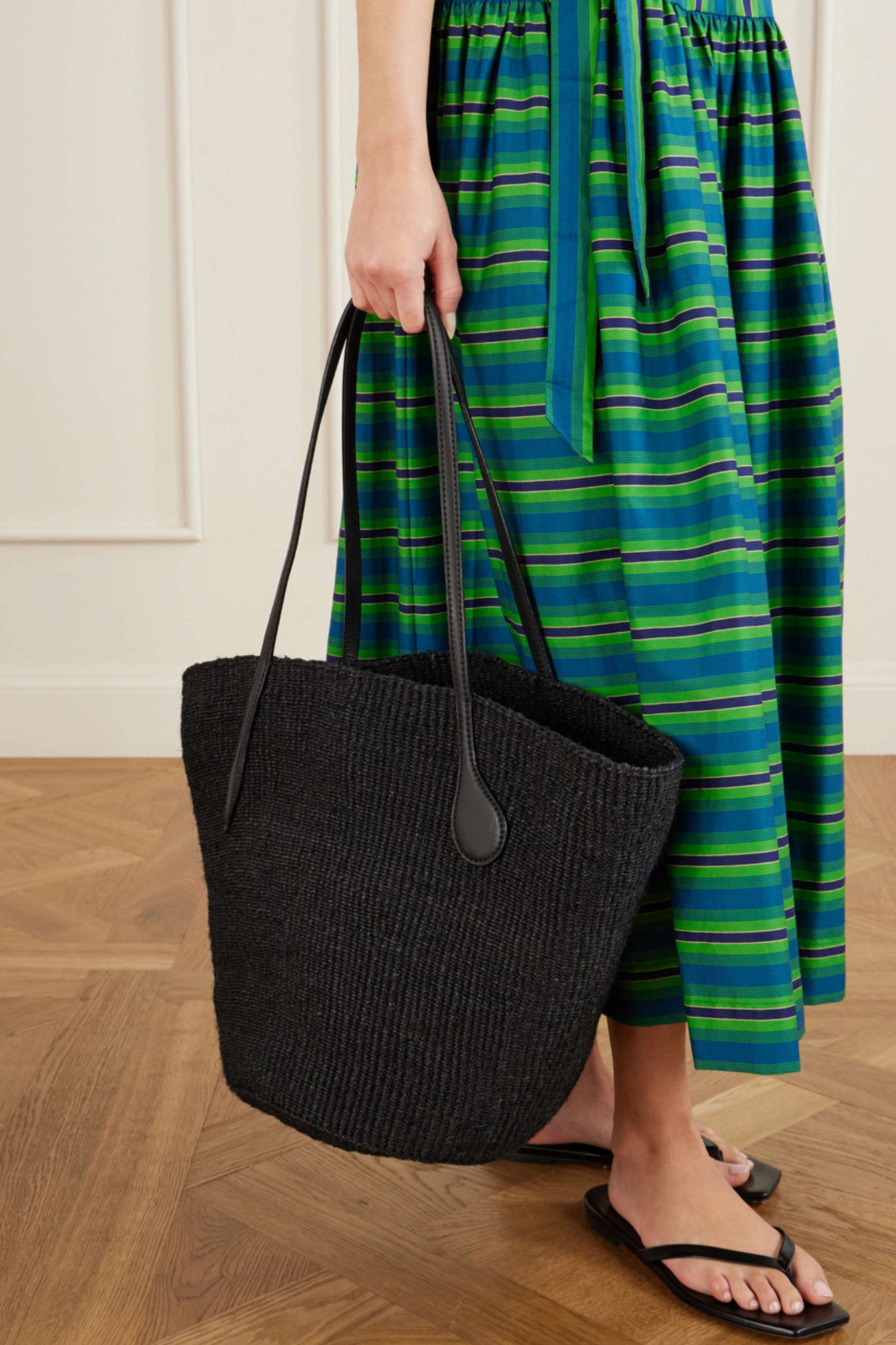 Sprout Leather-trimmed Sisal Tote Bag