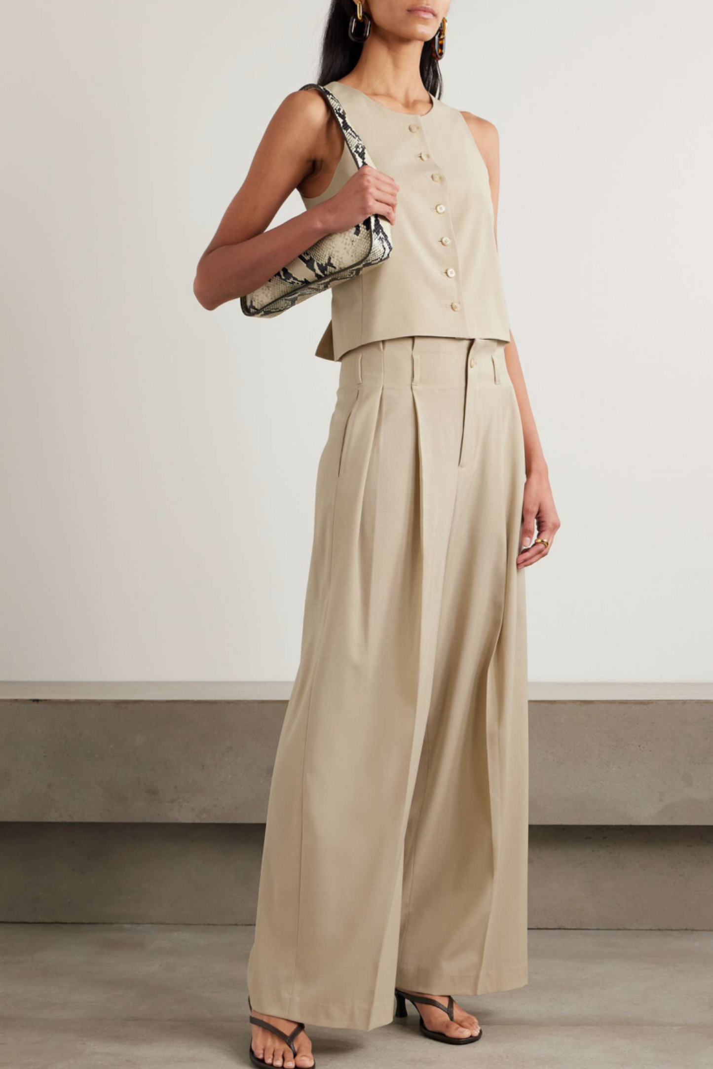 Percie Pleated Wool-blend Wide-leg Pants