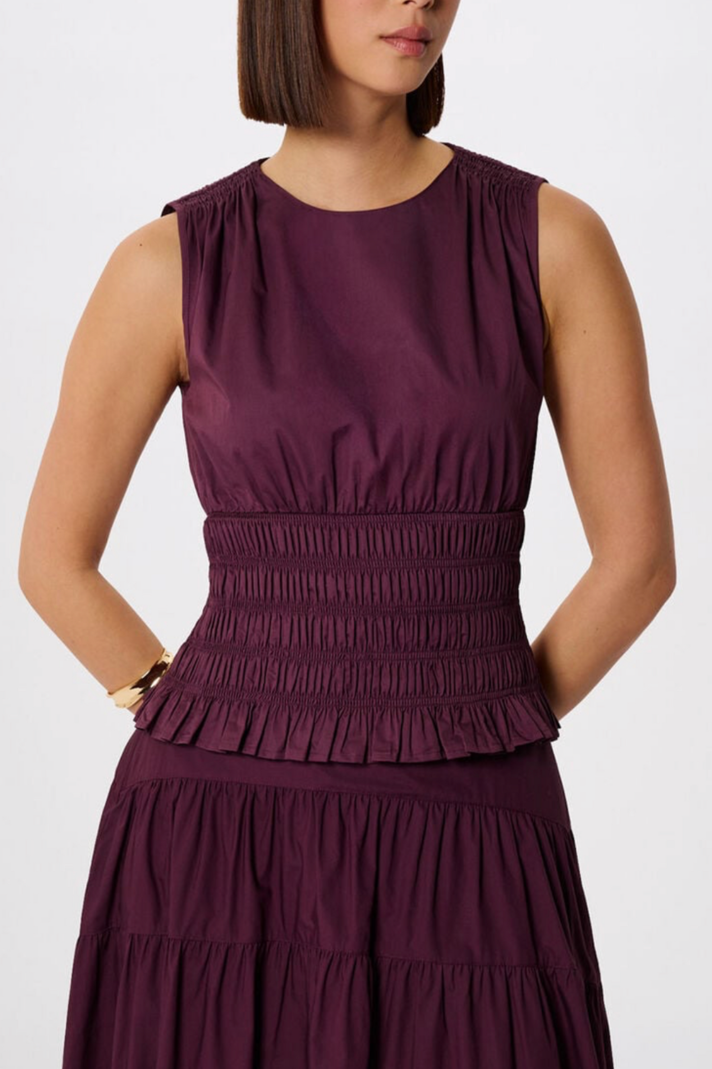 Plum Cotton Shirred Tank
