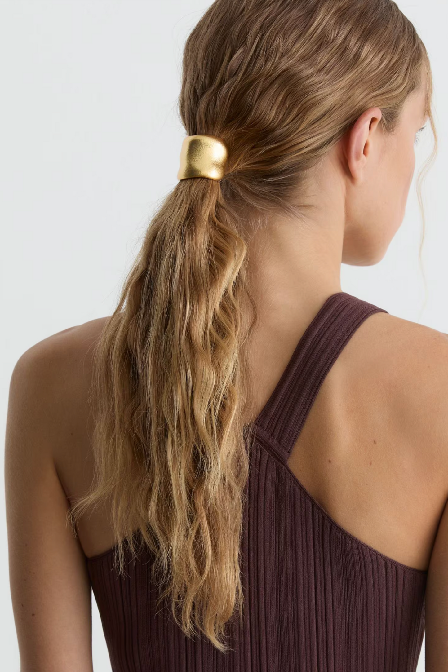 Sculpted Hair Cuff With Pin in Gold Tone