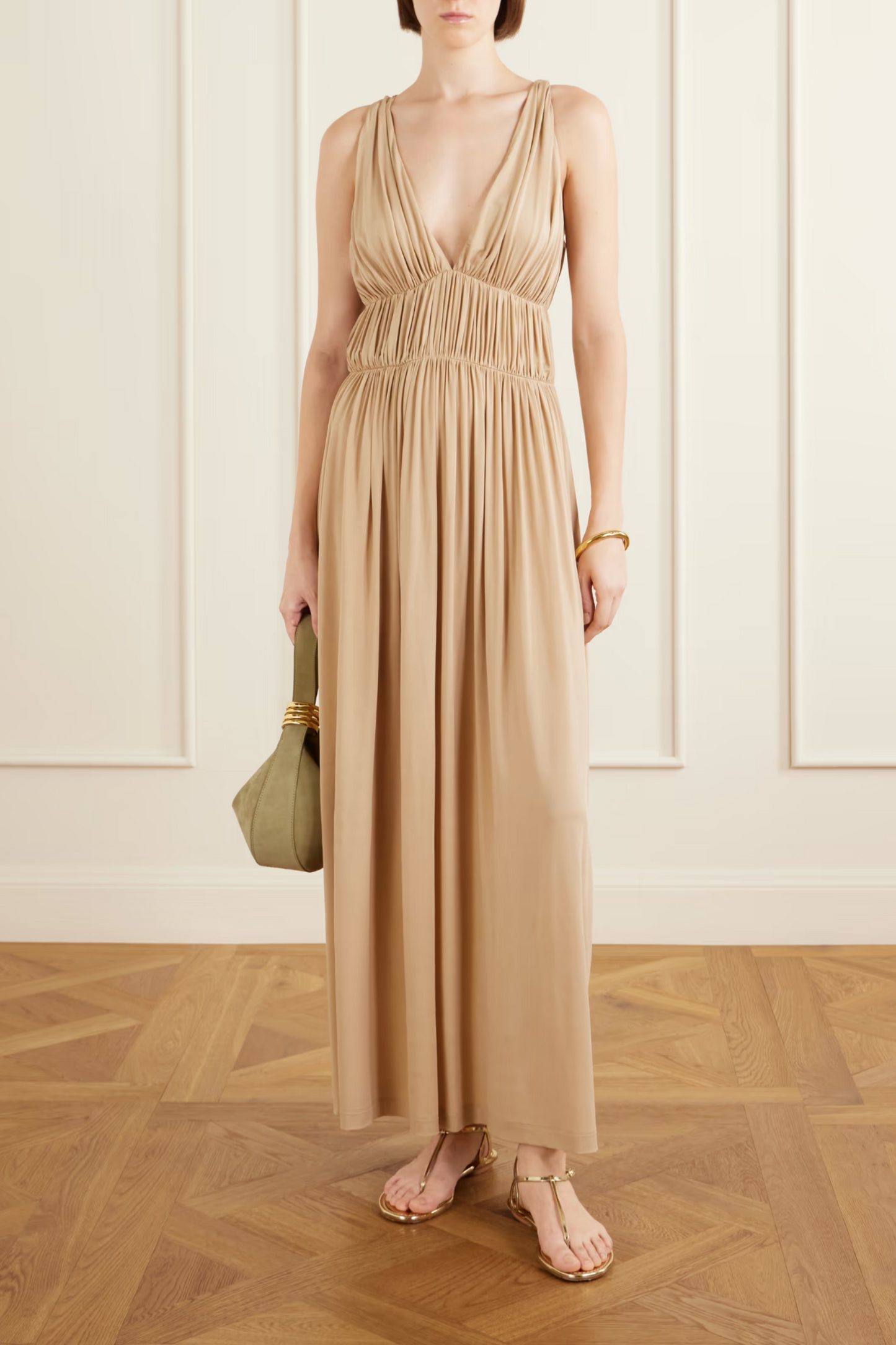 Ouida Gathered Jersey Maxi Dress