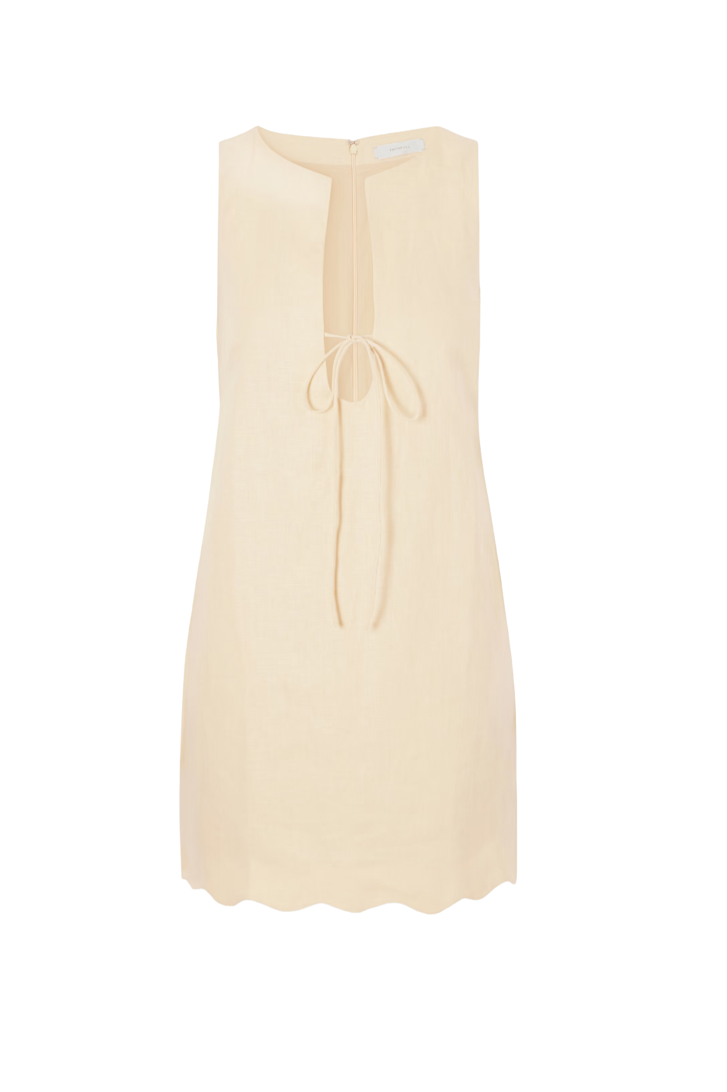 Alondra Tie-detailed Scalloped Linen Mini Dress