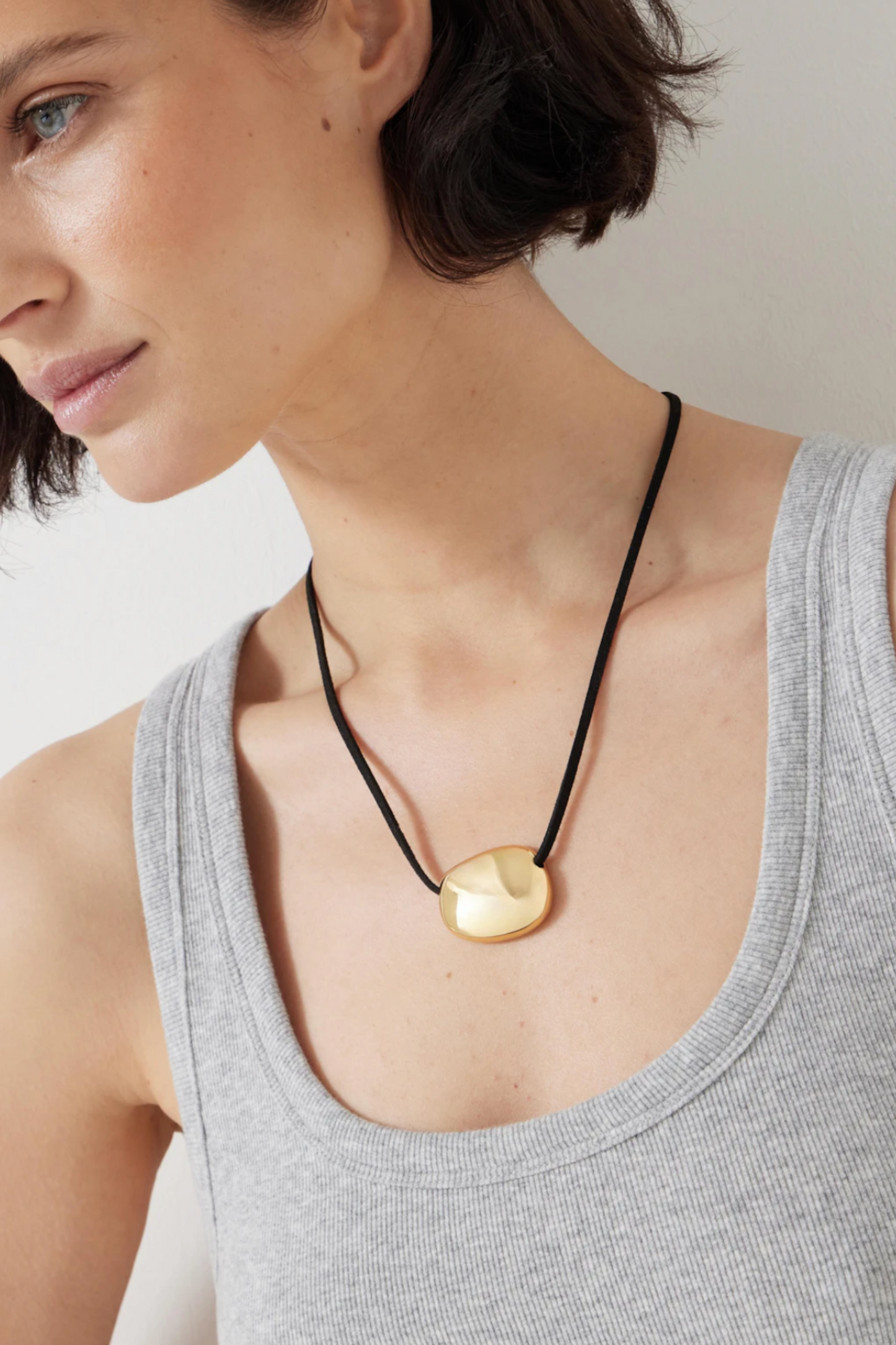 Pebble Pendant Cord Necklace