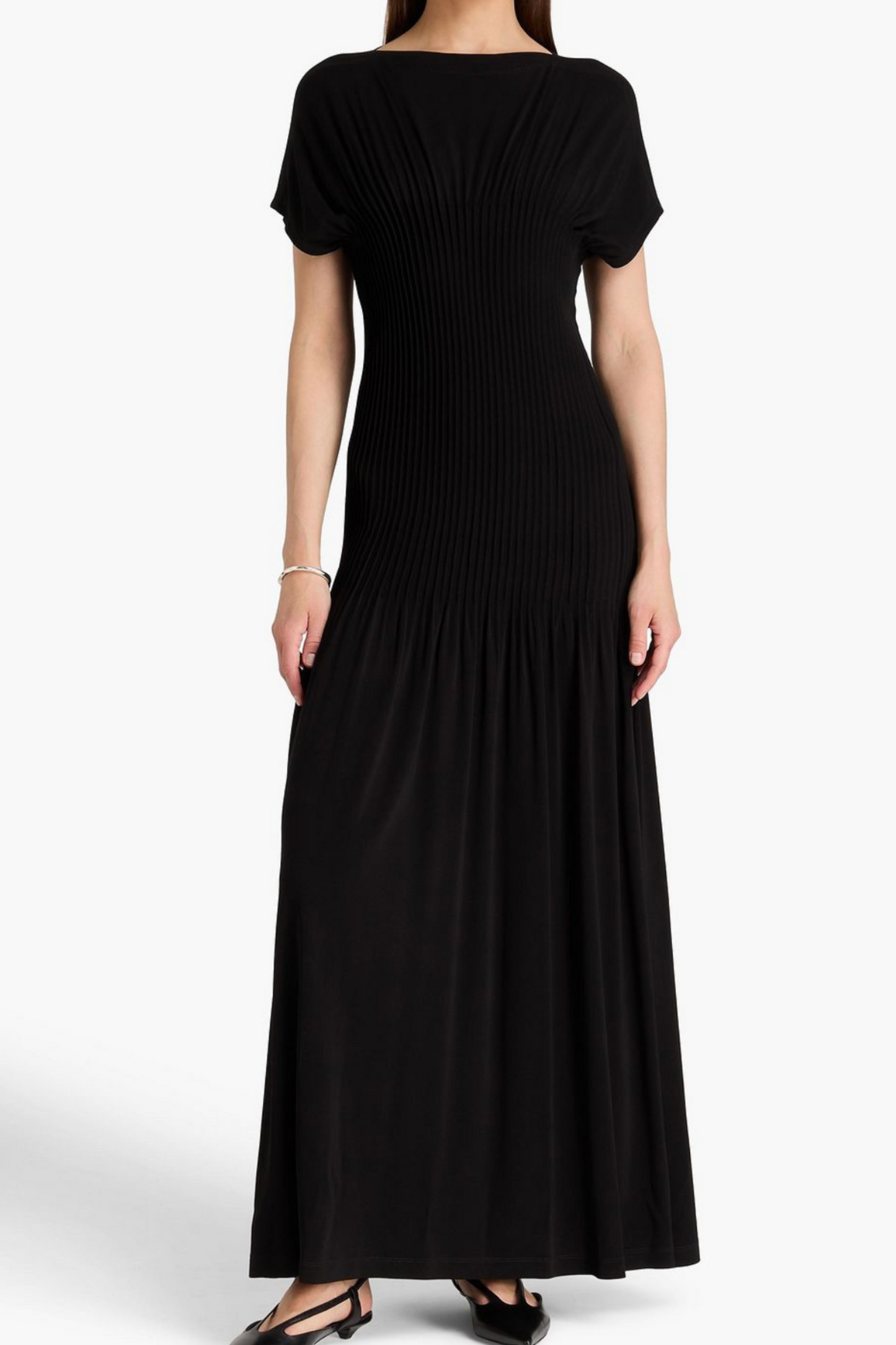 Pleated Stretch-jersey Maxi Dress