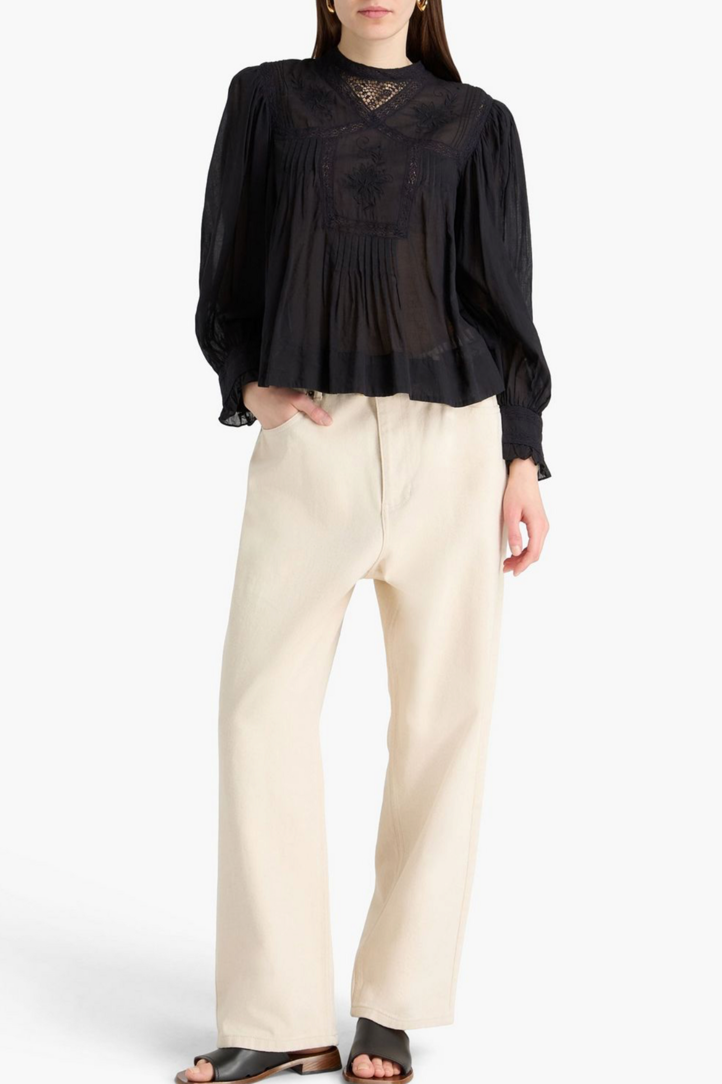 Pintucked cotton blouse