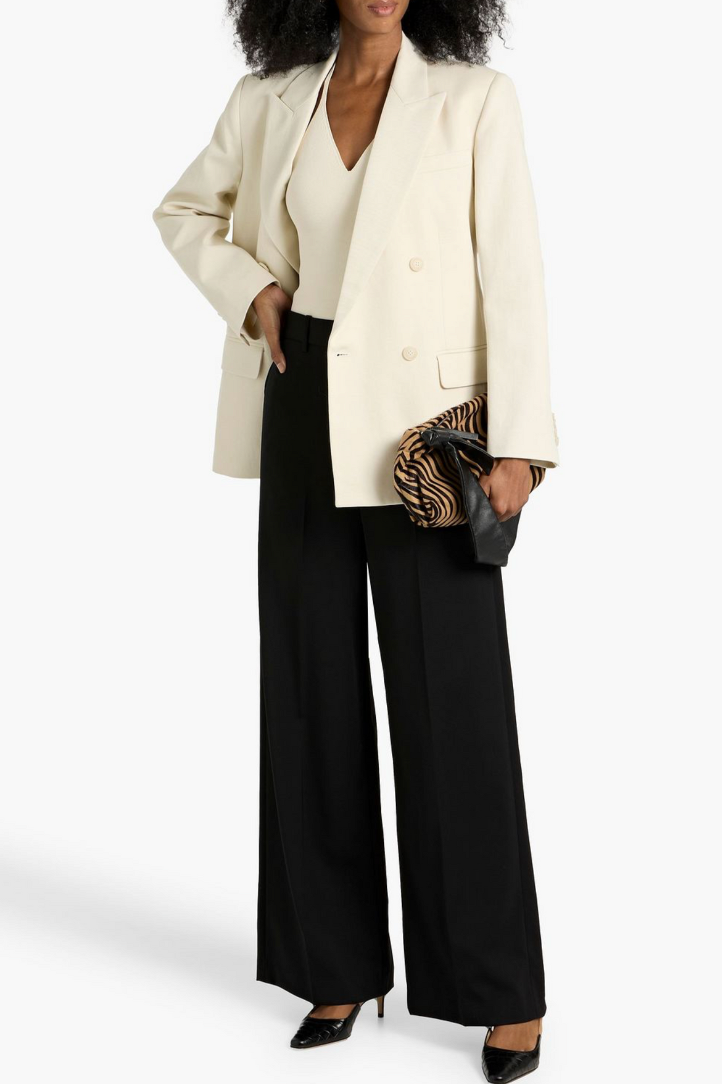 Pimpton Double-breasted Cotton and Linen-blend Blazer