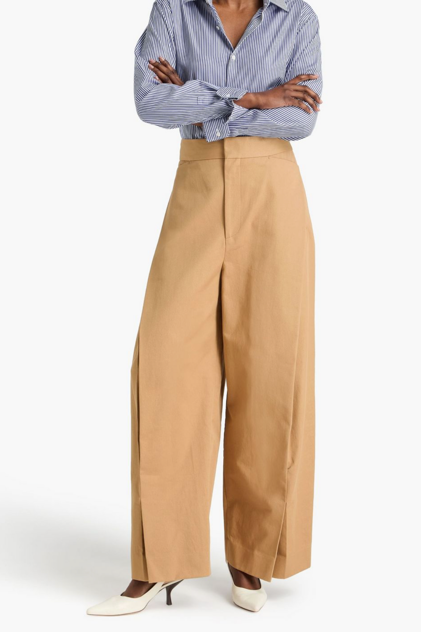 Pleated Cotton-gabardine Wide-leg Pants