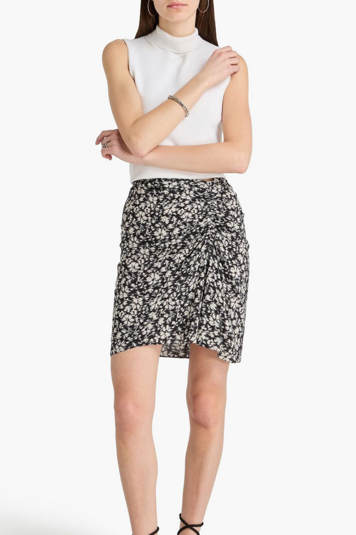 Angelica Printed Crepe de Chine Mini Skirt