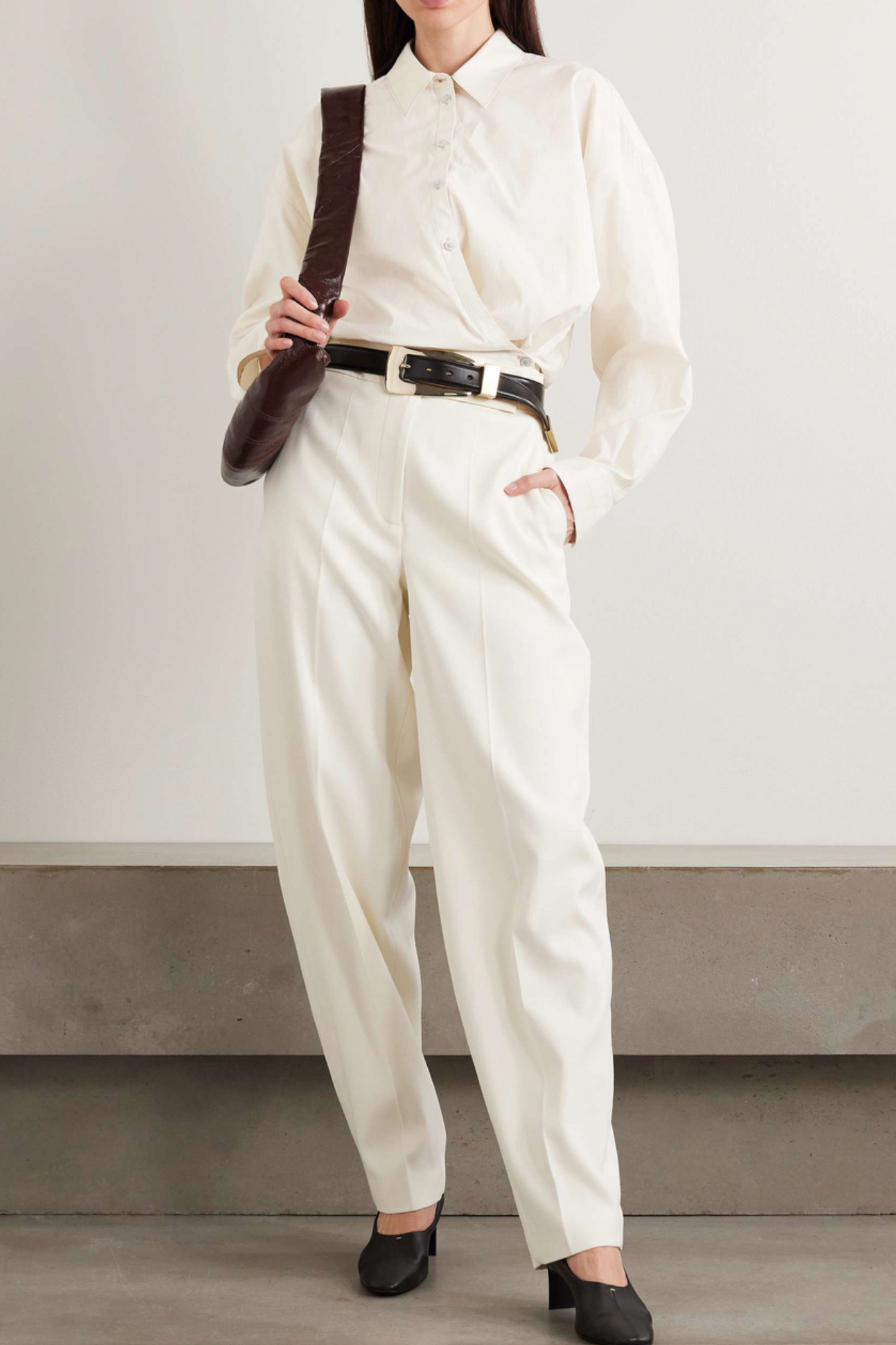 Twisted Cotton And Silk-Blend Poplin Wrap Shirt