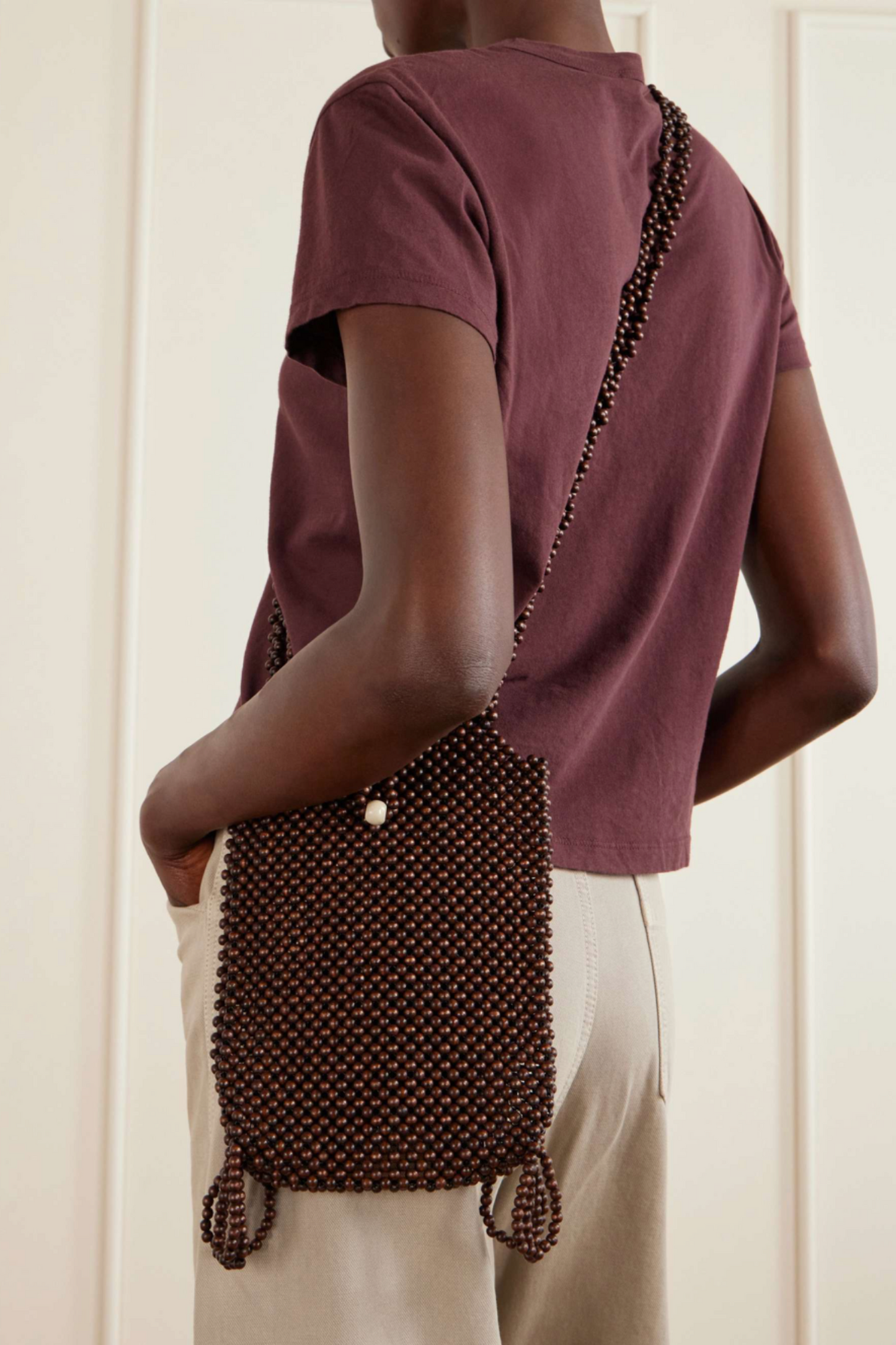 Grigri Wooden-Bead Crossbody Bag