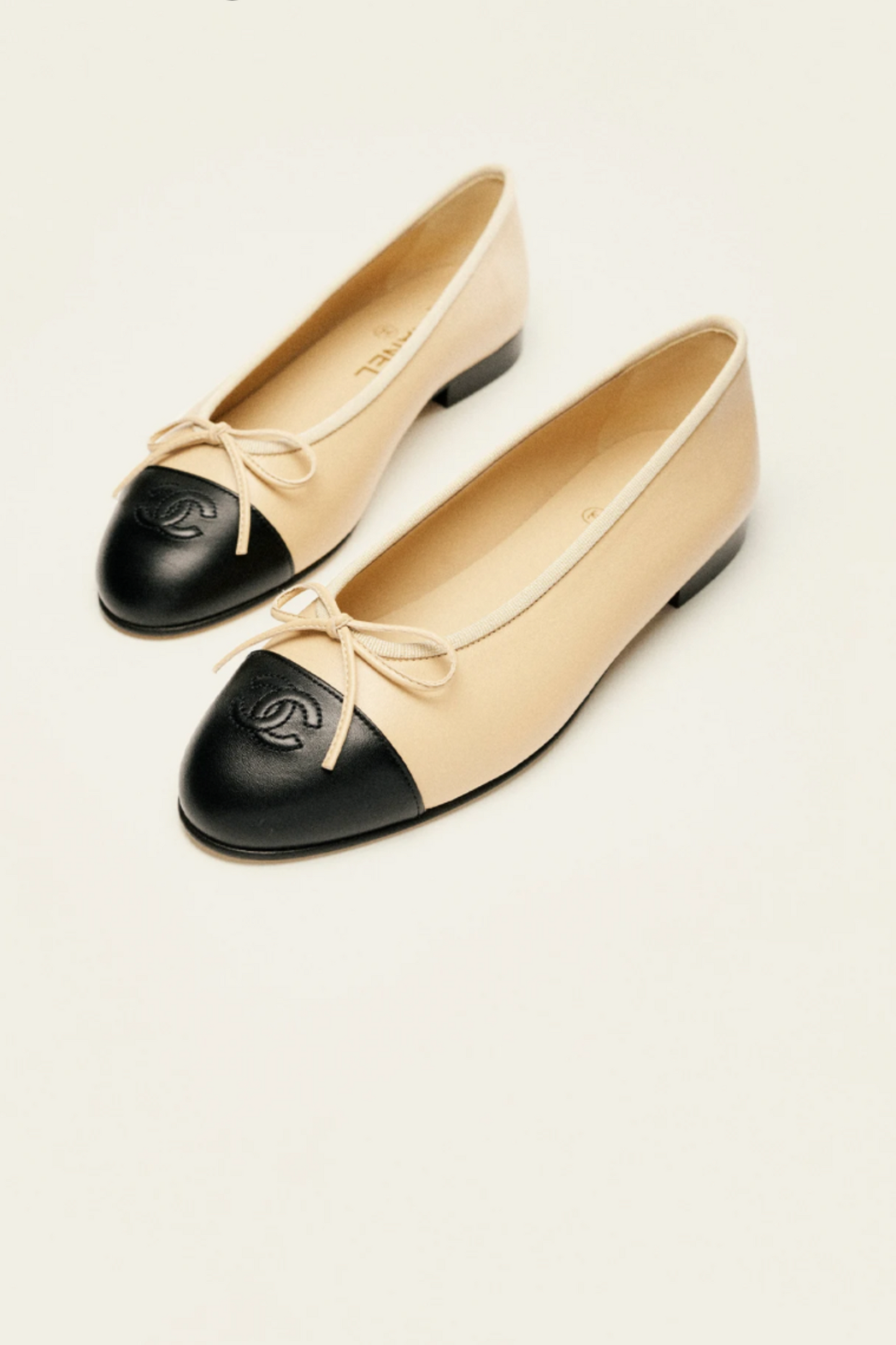Ballet Flats Lambskin Beige & Black