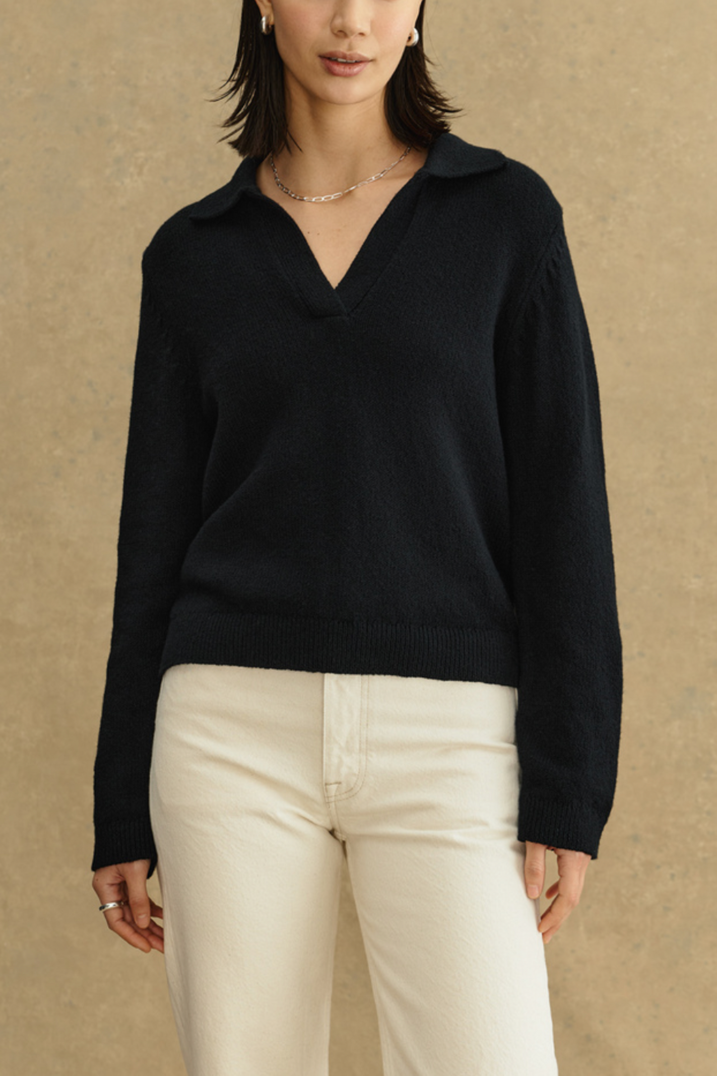 Lyonne Open Collar Polo Sweater