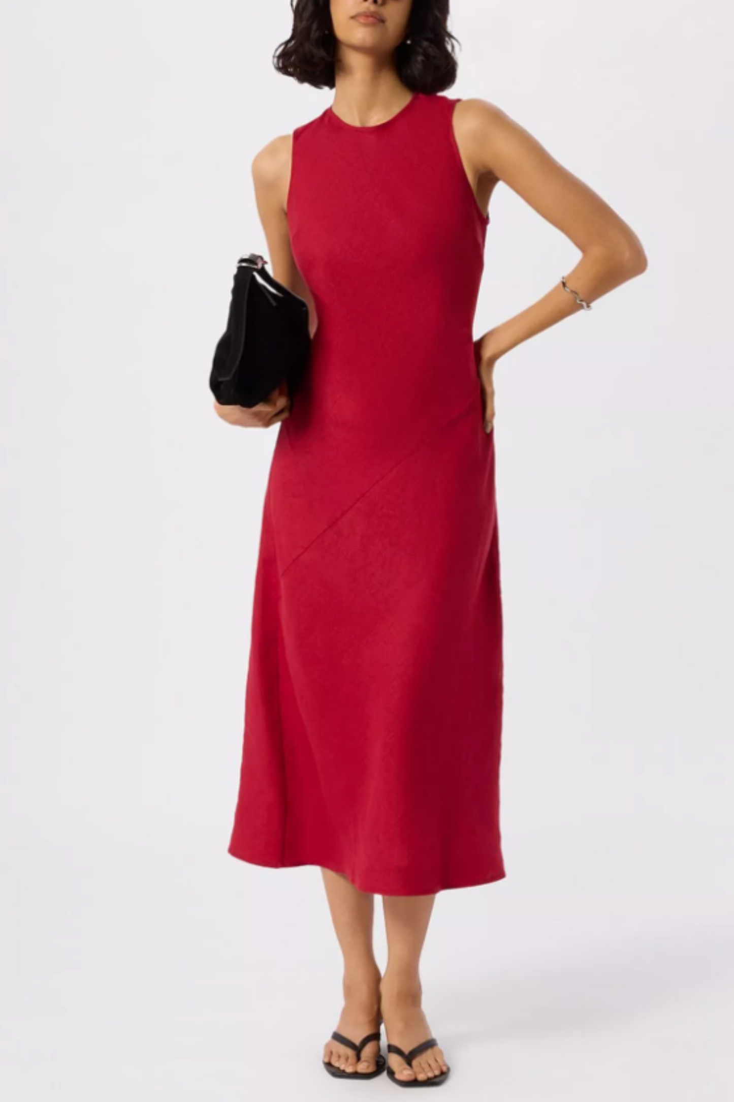 Bias Cut Linen Sleeveless Dress