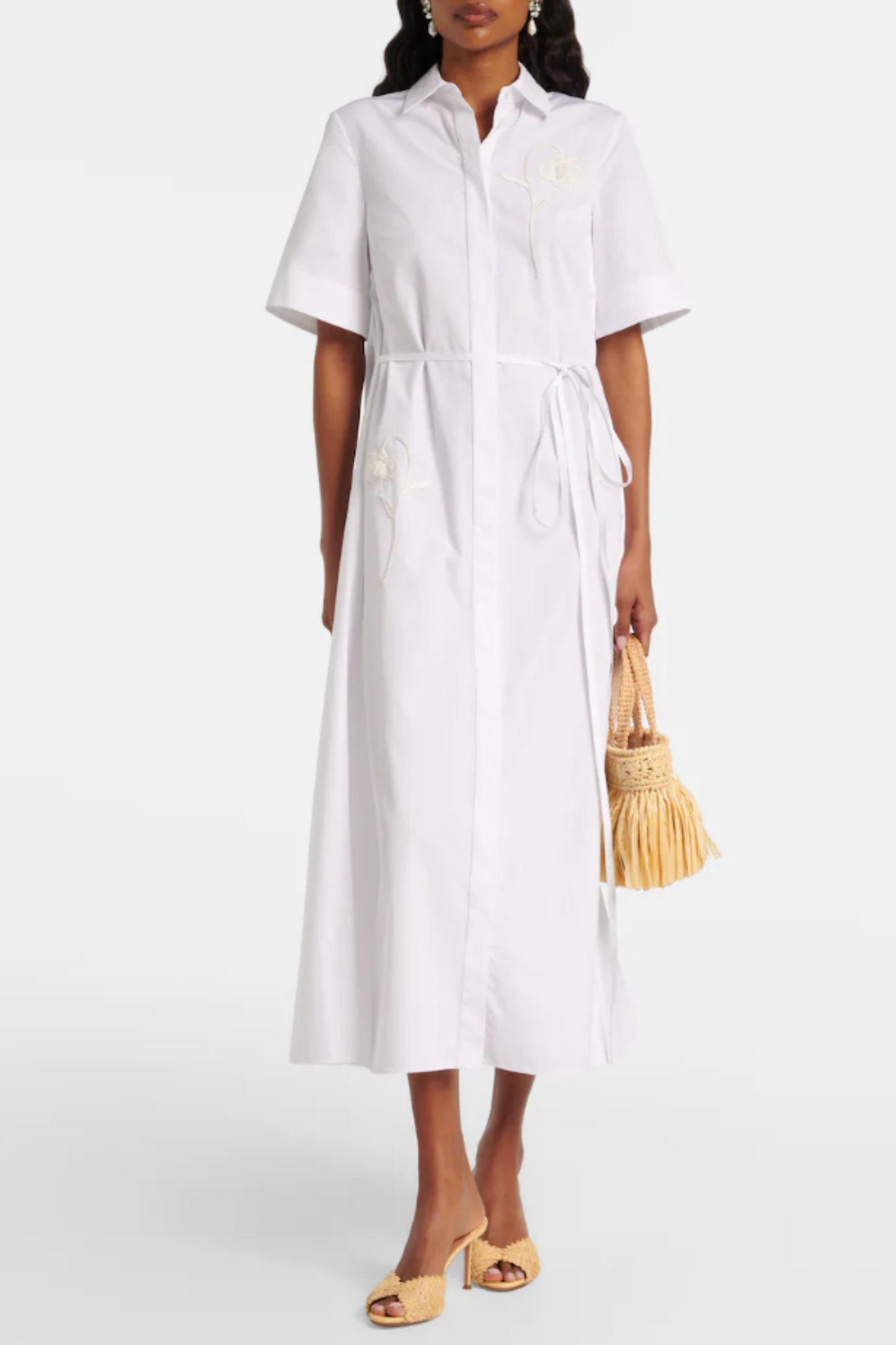 Embroidered Cotton Poplin Shirt Dress