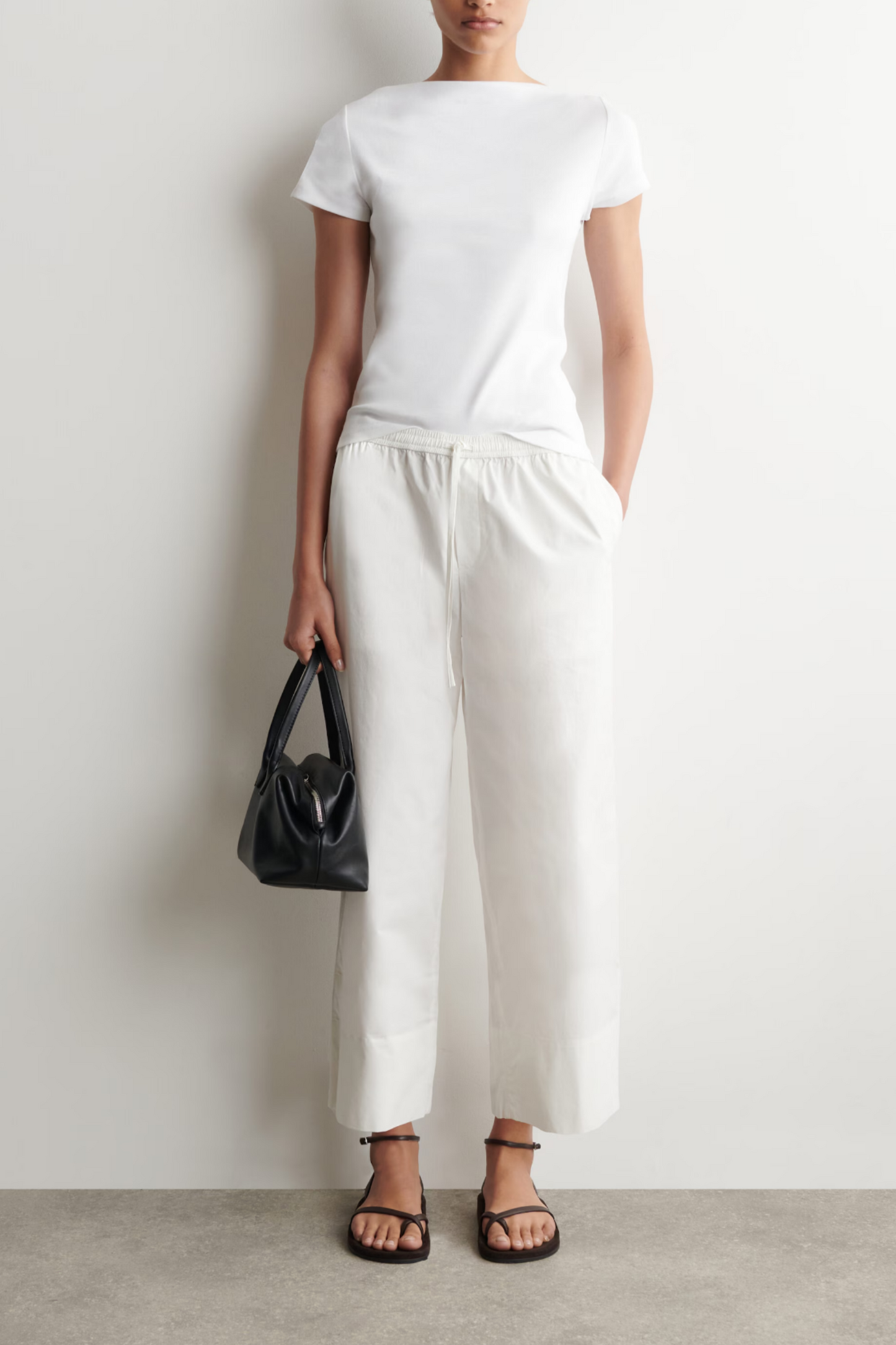 Cotton Straight-leg Drawstring Trousers