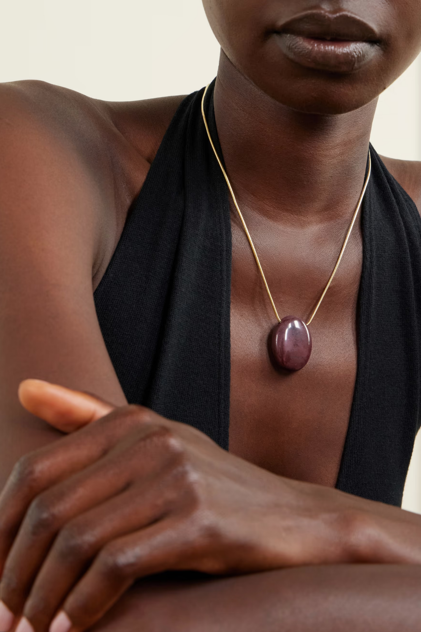 The Julia Gold-plated and Mookaite Pendant Necklace