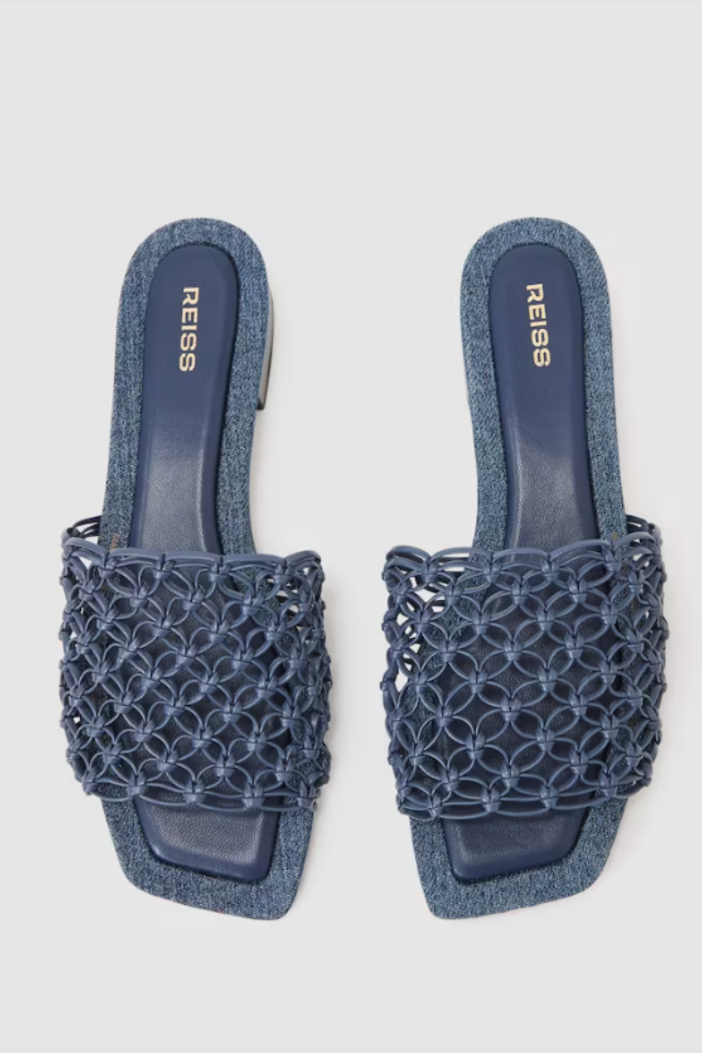 Woven Flat Denim Sandals in Blue