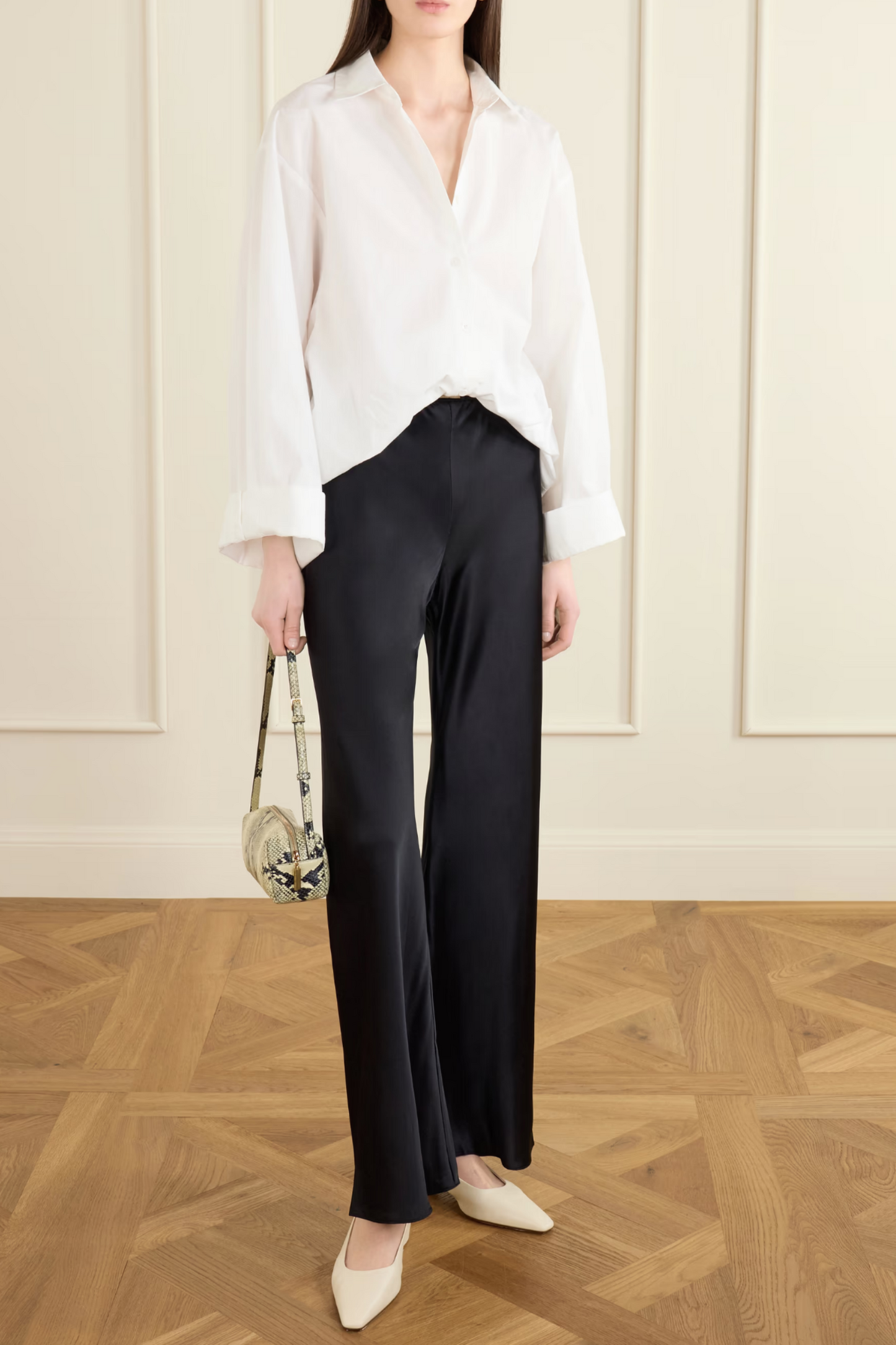 Silk-bias Straight-leg Pants