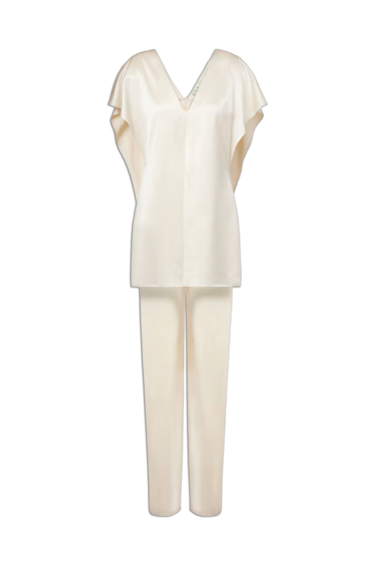 Sara Caped Satin Top And High-Rise Straight Pants