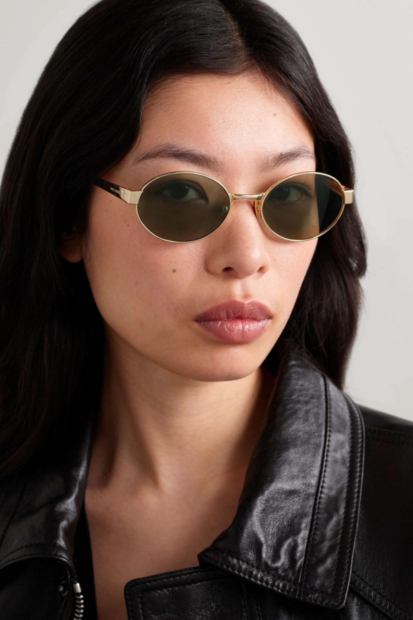 Oval-frame Gold-tone Sunglasses