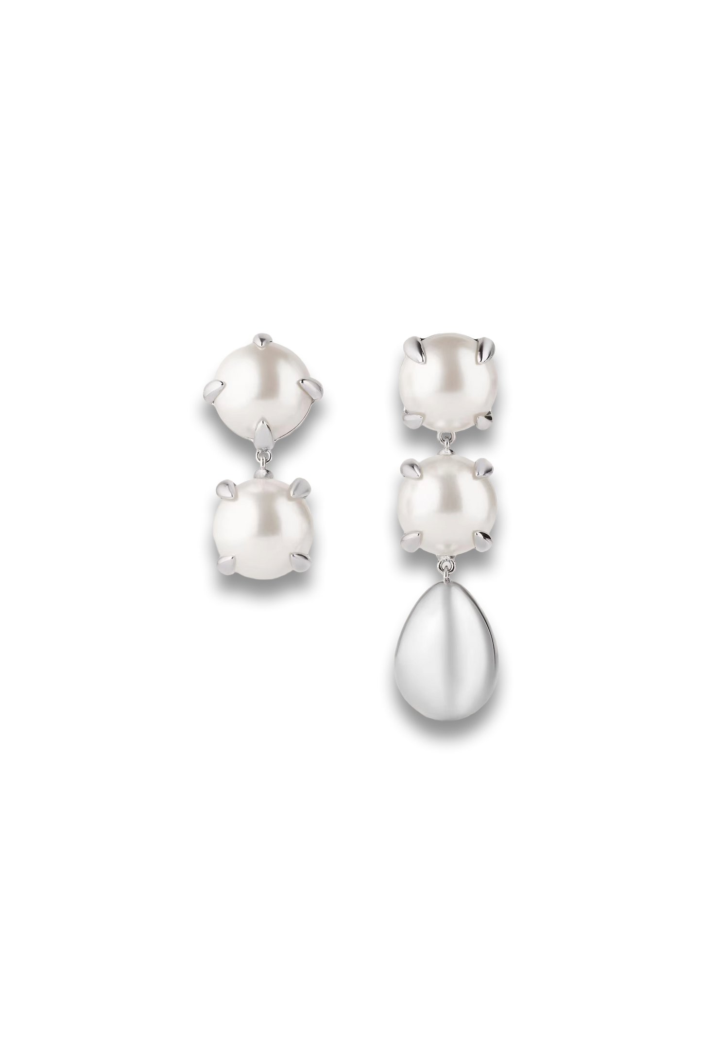 Spiky Pearl Asymmetric Earrings in Metal and Pearls