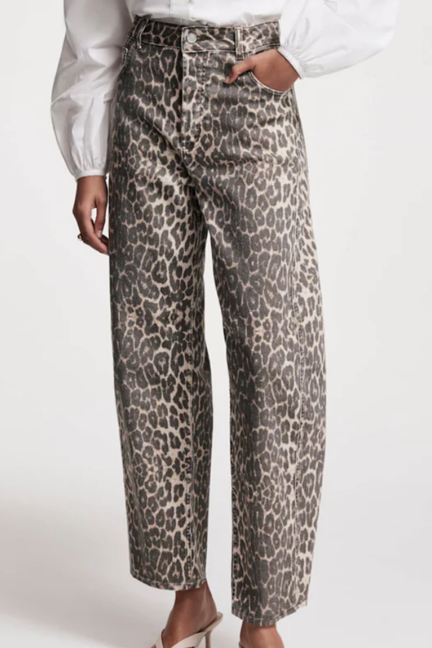 Leopard Print Tapered Jeans