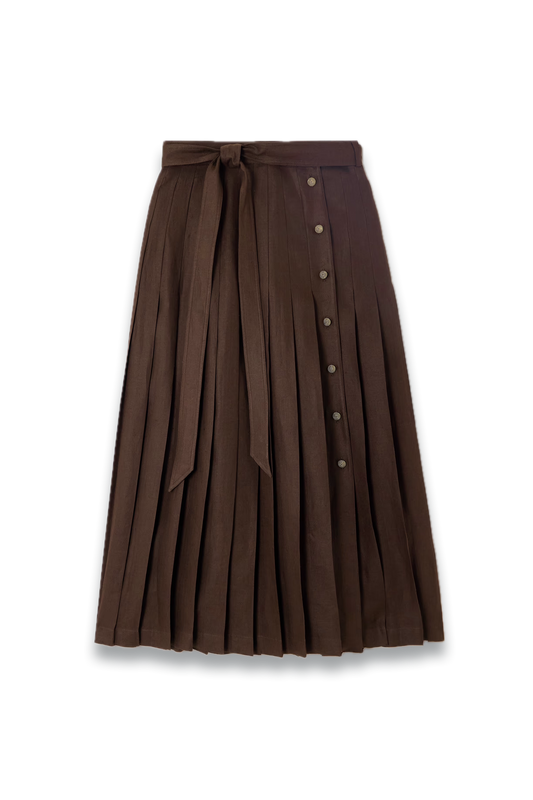 Yasmina Belted Pleated Linen-twill Wrap Skirt