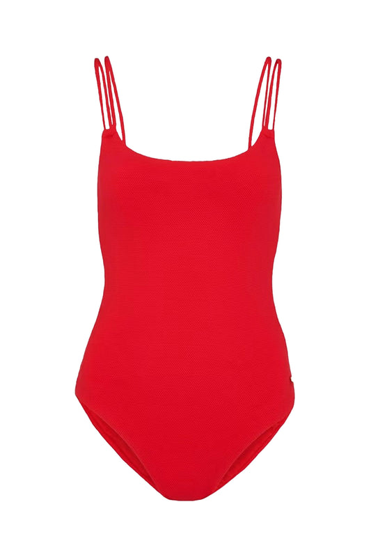 Double Strap Textured Swimsuit