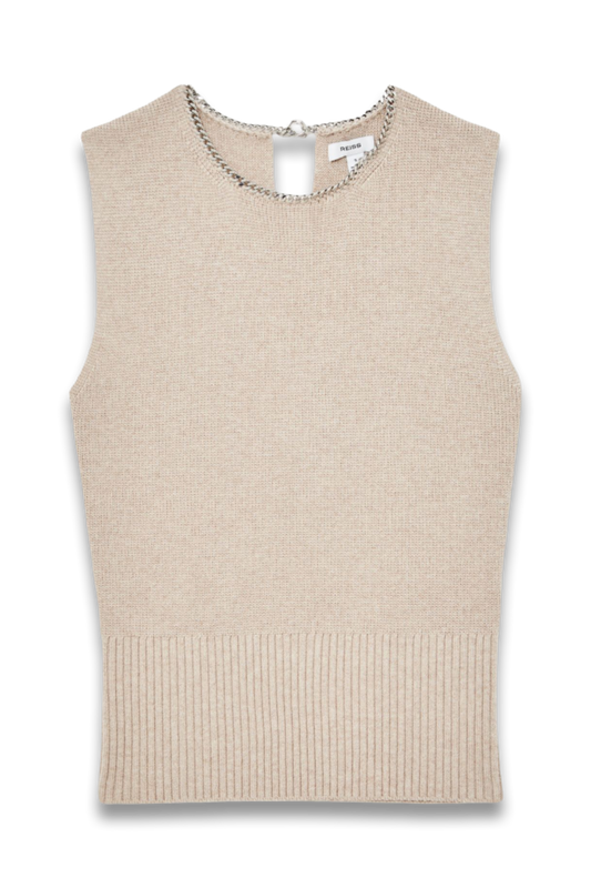 Nina Wool-Blend Necklace-Trim Knitted Vest
